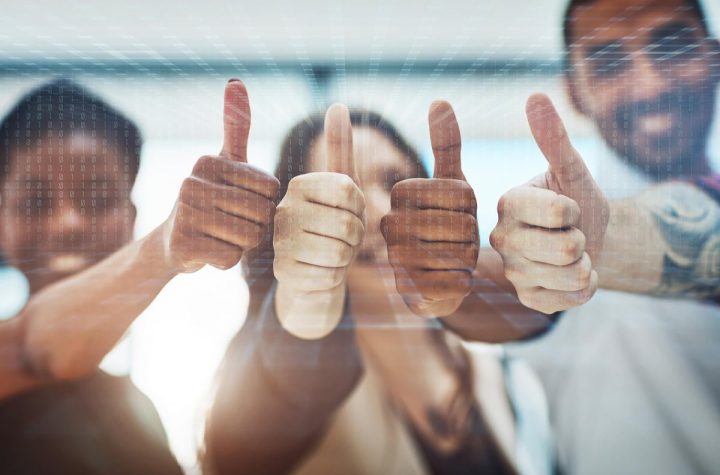 thumbs up happy employees binary diversity motivated staff happy people by peopleimages getty