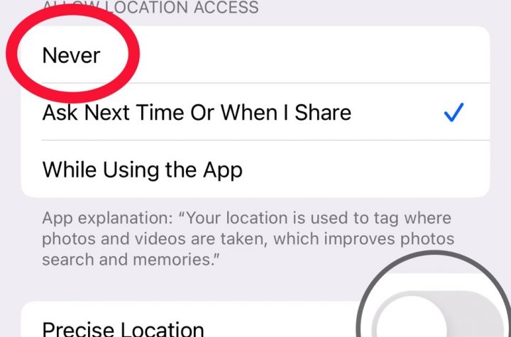 How to change the iPhone Camera's access to location data.